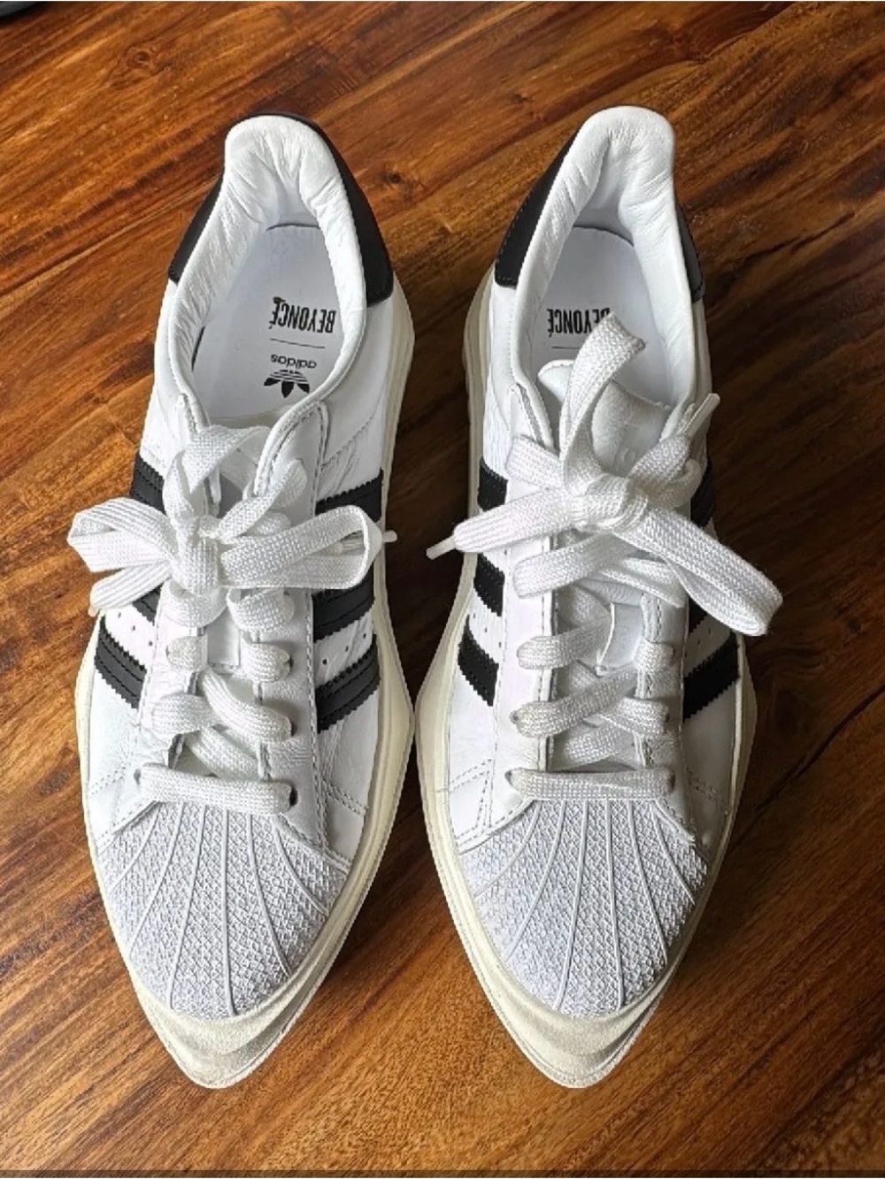 Adidas and Beyoncé Superstar White and Black Low-Top Sneakers